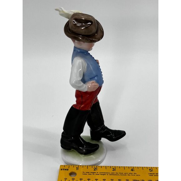 Herend Porcelain Boy Figurine Big Boots, Made in Hungary, Stamped, Handpainted - Picture 3 of 9